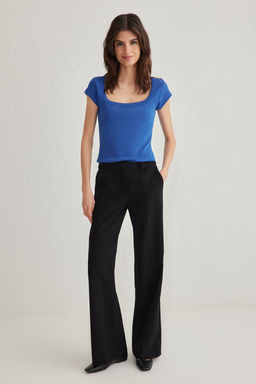 Saks Kare Yaka Fitted/Vucuda Oturan Orme Bluz TWOSS25BZ00020