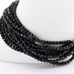 Браслет 10 нитей из циркона шарик 2мм цвет черный