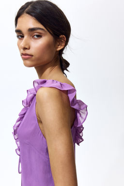 Vestido efecto arrugado con ribete de volantes - H&m фото 3