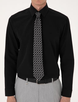 Siyah Regular Fit Uzun Kollu Basic G_mlek