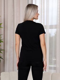 Футболка женская Ф-63 (кулирка с лайкрой) Девочка/чёрная - Elenatex фото 2