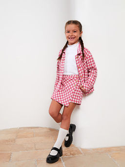 Beli Lastikli Ekose K?z ?ocuk ?ort Etek