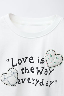 CAMISETA TEXTO PARCHES CORAZ?N / Blanco - Zara фото 3