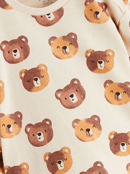 Ay?c?k Bask?l? Erkek Bebek Sweatshirt ve E?ofman Alt?