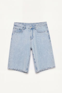 Yumu_ak Dokulu Baggy Fit Bermuda Jean _ort - Defacto фото 5
