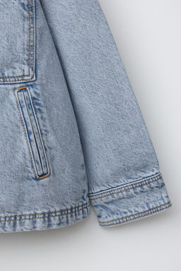 SOBRECAMISA DENIM CAPUCHA DESMONTABLE FELPA / Azul medio - Zara фото 5