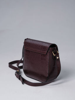 Сумка кожаная через плечо Deboro 3158 пурпур крок