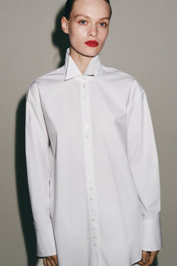 CAMISA POPEL?N BOTONES ZW COLLECTION / Blanco - Zara фото 5