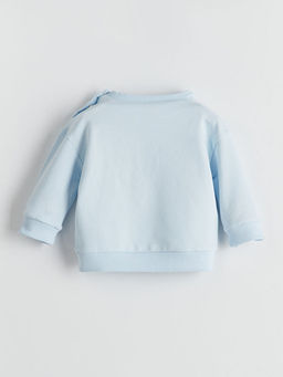 Bisiklet Yaka Bask?l? Erkek Bebek Sweatshirt