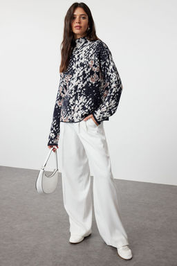 Tas Desenli Dik Yaka Triko Kazak TWOAW24KZ01092 - Trendyolmilla фото 2