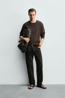 CAMISETA MERCERIZADA MANGA LARGA / Marr?n