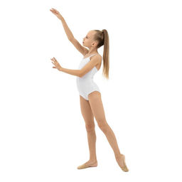 Купальник гимнастический Grace Dance, на тонких бретелях, р. 28, цвет белый  фото 8