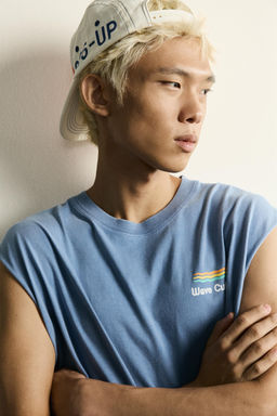 CAMISETA TANK RELAXED FIT TEXTOS ESTAMPADO CALIFORNIA / Azul claro - Zara фото 5