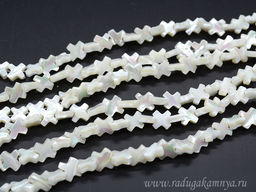 Бусины из перламутра форма 10*10мм, цв.белый, 32см, 46 бусин Радуга камня