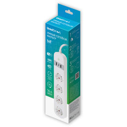 P-GCL4-1,8 A201/UC/WF WHITE Умный сетевой фильтр Wi-Fi, 1.8м (Пвс 3х1,5), 4 гнезда, с/з, 2USB+Type-C (5В, 3A). 16A. До 3680Вт. Голосовое управление+приложение UnielSmart. TM Uniel
