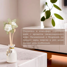 Набор подарочный с диффузором «Ваза с цветком», аромат кофе, «Богатство Аромата»