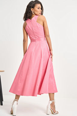 Сарафан хлопковый в полоску красный