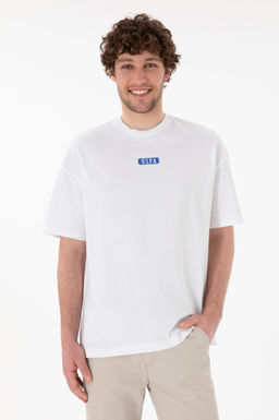 Erkek Oversize Fit Bisiklet Yaka Beyaz Ti__rt Sepette S_rpriz _ndirim