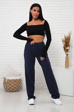 Брюки с карманами футер с лайкрой (01038, темно-синий) - Плиона фото 4