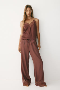 Top de pijama en sat?n con ribete de encaje - H&m фото 4