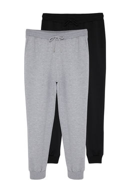 Gri-Siyah Regular/Normal Kesim Pacas? Lastikli Jogger 2li Paket Esofman Alt? TMNAW22EA0279