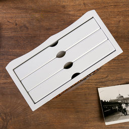 Фотоархив на 72 фото 10×15 см с часами и фоторамкой 10×15 см «Раритет», дерево, белый, 15×10.5×20 см