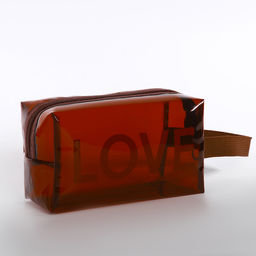 Косметичка ПВХ L-б/н LOVE, 19*8*11, отд на молнии, коричневый