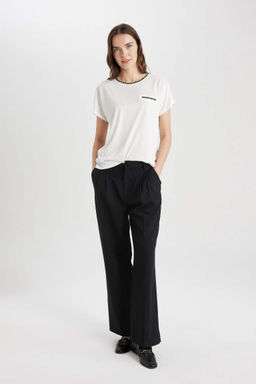 Футболка с круглым вырезом и короткими рукавами - Defacto фото 2