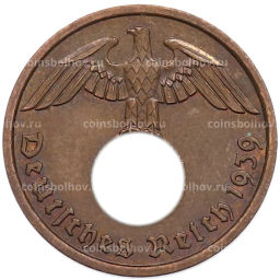 Монета 2 рейхспфеннига 1939 года F Германия