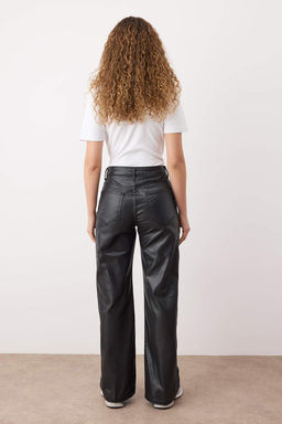 Siyah Kaplama Yuksek Bel Wide Leg Jeans TWOAW26JE00156 - Trendyolmilla фото 4