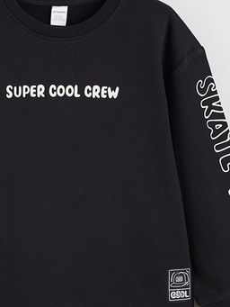 Bask?l? Erkek ?ocuk Sweatshirt