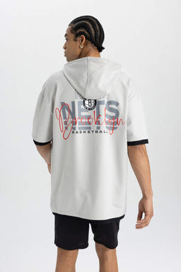 DeFactoFit НБА Brooklyn Nets Oversize футболка с короткими рукавами и капюшоном