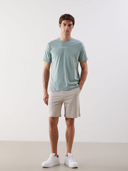 Bisiklet Yaka Bask?l? Penye Erkek Ti??rt