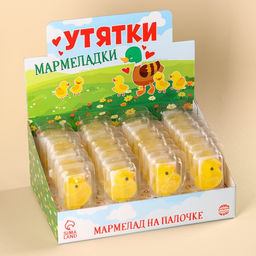 Цена за 36 шт. Мармелад на палочке Утятки мармеладки в форме уточек, 22 г.