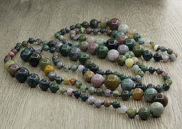 Бусы яшма зеленая 6..14мм, бусы "Равновесие" 130см