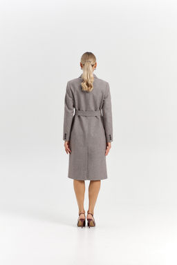 Пальто женское демисезонное 25775 (коричневый/ёлочка)