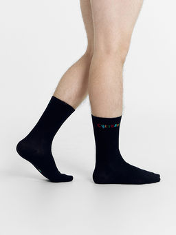 Цена за 5 пар! Носки мужские черные с рисунком в виде надписи СУЕТОЛОГ