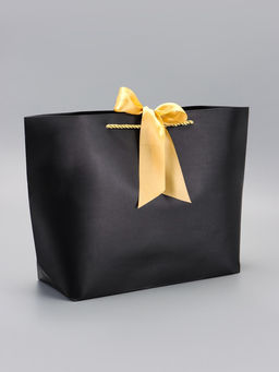 Цена за 10 шт. Пакет подарочный с лентой 30 х 27,5 х 12 см  "Черный"