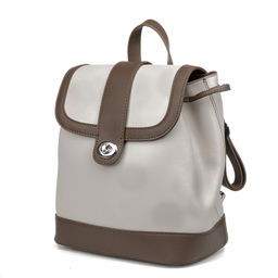 9933 offwhite brown, Женский кожаный рюкзак, Barcelo Biagi
