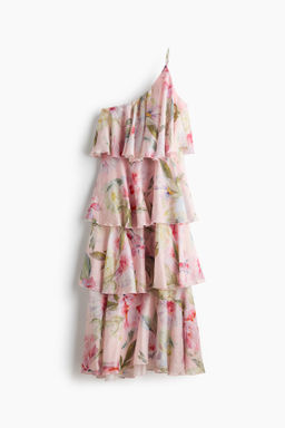 Vestido escalonado de un hombro en mezcla de lino - H&m фото 2