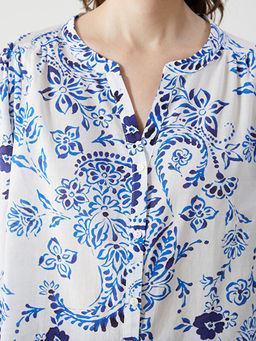 Ka??k Yaka ?i?ekli Kad?n Bluz