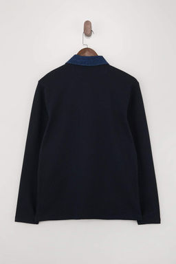 Lacivert Regular/Normal Kesim Dokulu Denim Yaka Detayl? Polo Yaka T-shirt TMNSS26PO00001