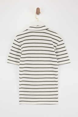 Yesil Regular/Normal Kesim Dokulu Cizgili Polo Yaka T-shirt TMNSS26PO00013 - Trendyolmilla фото 6