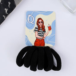 Цена за 8 шт. Резинки для волос «Кокетка», набор 6 шт., мечты, 4 см, чёрные