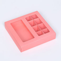 Цена за 2 шт. Коробка для 8 конфет + шоколад, с окном, розовая, 17.7×17.7×3.8 см