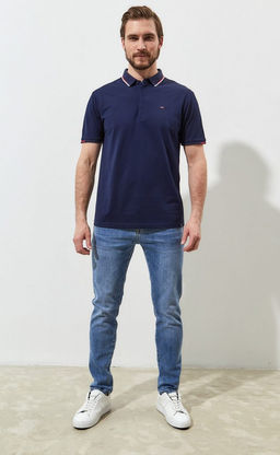 Футболка-поло мужская F311-07-701 тёмно-синяя