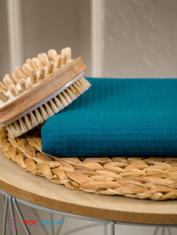 Однотонное вафельное полотенце темно-бирюзовое ПВ-01 (23) 70х140