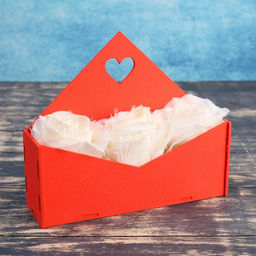 Кашпо деревянное 21618 см Конверт Доброе Сердце, красный Дарим Красиво