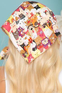 Косынка хлопковая (котики, мультиколор) К12