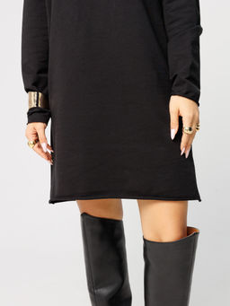 Женское платье с рукавом реглан из футера 2-х нитки черный ВП-11 (35)